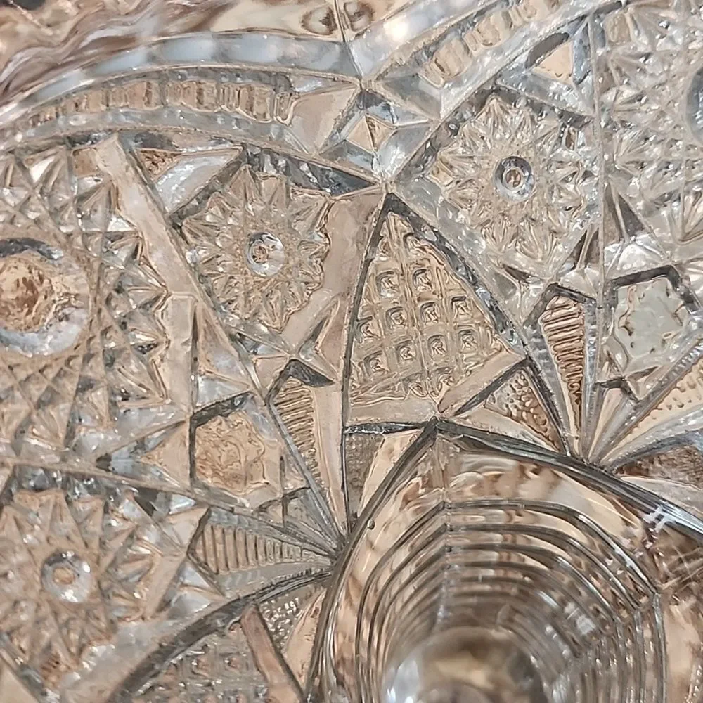 Vintage Crystal Cut Glass Versatile Vase~Candle Holder with Pedestal
